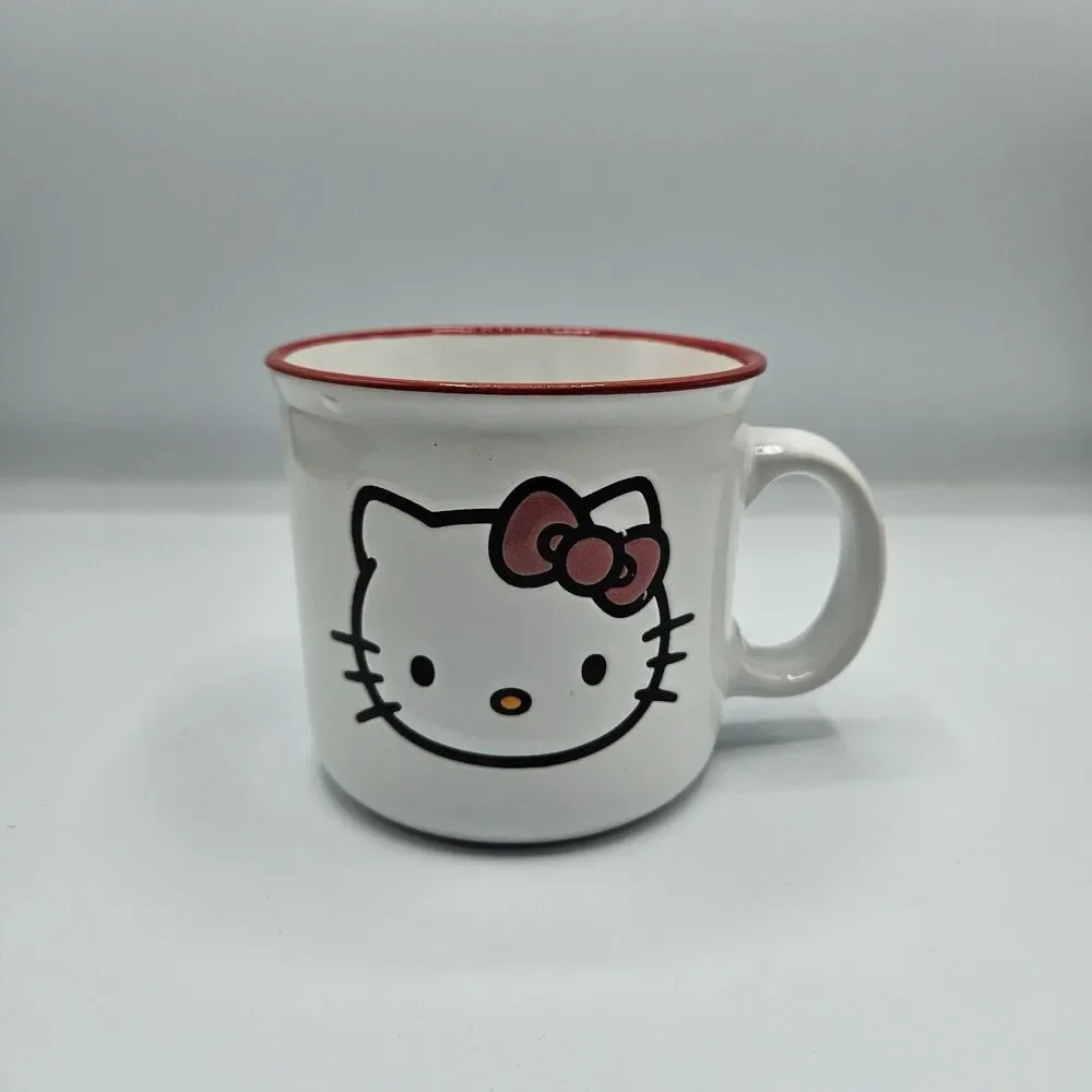 Hello Kitty Red Rim Ceramic Mug‎ by Silver Buffalo 20oz Coffee Cup Sanrio NEW